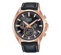 Seiko UK Limited - EU PT3A28X1 Montre analogique à Quartz Japonais pour Homme - Chronographe - Sport décontracté - Bracelet en Cuir véritable, Noir, Sangle