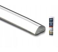 Seiletech.de Joint de douche en acrylique | 10 mm x 20 mm | 70 cm | Transparent | Avec colle | Barre semi-circulaire | Barre de protection contre les fuites | Pour sol | Profil | Étanchéité