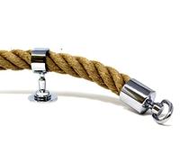 Seilflechter - Corde de Main Courante, chanvre 5 m, Ø 30 mm câblée, 2 embouts + 5 supports intermédiaires, Laiton chromé