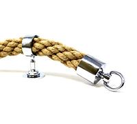 Seilflechter - Corde de Main Courante, Chanvre 5 m, Ø 34 mm câblée, 2 Embouts + 5 Supports intermédiaires, Laiton chromé