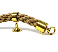 Seilflechter - Corde de Main Courante, Chanvre 5 m, Ø 34 mm torsadée, 2 Embouts + 5 Supports intermédiaires, Laiton Poli
