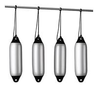 Seilflechter - Set de 4 Pare-battages gonflables et 4 Bouts | pour Que Votre Bateau Soit Bien protégé - Gris argenté, Ø 120 mm, 450 mm