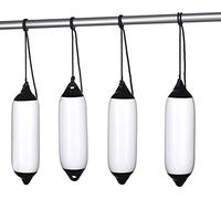 Seilflechter - Set de Pare-battages 120 x 450 mm en Blanc, 4 Pare-battages gonflables + 4 Lignes d’amarrage, résistant aux UV, Protection idéale à Quai, pour Bateau & Yacht