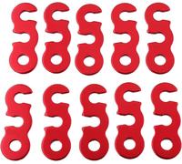 Seilspanner,Aluminium Tent Guyline Runner Tensioner Tent Awning Rope Accessories Three Eyes Open Rope Buckle (Large Red)