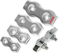 Seilwerk STANKE 5x Serre-Câble Plat de Selle Double Zingué Taille 4 Connecteur Galvanisé Duplex Pour Câble d’Acier 4 mm