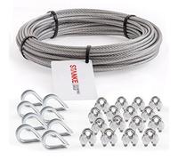 Seilwerk STANKE Câble d’acier galvanisé 10m diamètre 4mm 6x7, 8x Cosse-cœur, 16x Serre-câble à étrier - SET 3