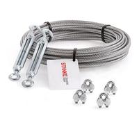Seilwerk STANKE Câble d’acier galvanisé 5m diamètre 4mm 6x7, 2x Tendeur M6 Œil-Crochet, 4x Serre-câble à étrier - SET 4