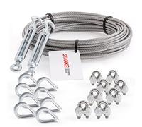 Seilwerk STANKE Câble d’acier galvanisé 5m diamètre 8mm 6x19, 2x Tendeur M12 Œil-Crochet, 8x Cosse-Cœur, 8x Serre-câble à étrier - SET 5