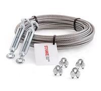Seilwerk STANKE Câble d’acier inoxydable V4A, 10m diamètre 4mm 7x7, 2x Tendeur M6 Œil-Crochet en acier galvanisé, 4x Serre-câble à étrier V4A - SET 4