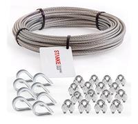 Seilwerk STANKE Câble d’acier inoxydable V4A, 30m, diamètre 2mm 7x7, 8x Cosse-cœur V4A, 16x Serre-câble à étrier V4A - SET 3