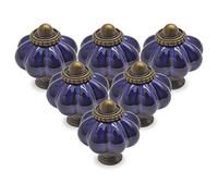 Seimneire Lot de 12 boutons d'armoire vintage en céramique bleu marine avec vis de montage