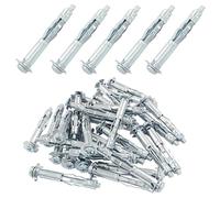 Seimneire Lot de 30 boulons M4 x 46 mm robustes en acier plaqué zinc, boulons d'ancrage Molly pour murs en plâtre, carrelage, cloison sèche