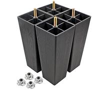 Seimneire Lot de 4 pieds de canapé carrés en plastique avec boulons de suspension M8 pour canapé, commode, chaise, lit, table basse