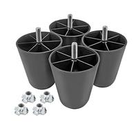 Seimneire Lot de 4 pieds de canapé noirs en plastique avec boulons de suspension M10 pour canapé, commode, chaise, lit, table basse, 90 mm de largeur supérieure