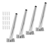 Seimneire Lot de 4 pieds de meubles obliques coniques en métal chromé de 25,4 cm pour canapé, armoire, table, chaise, placard, ottoman, projets de bricolage (argent)