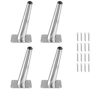 Seimneire Lot de 4 pieds de meubles obliques coniques en métal chromé de style milieu du siècle pour canapé, armoire, table, chaise, placard, ottoman, projets de bricolage (argent)