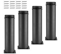 Seimneire Lot de 4 pieds de meubles réglables en acier inoxydable noir mat de 200 mm pour canapé, armoire, étagères, meubles à faire soi-même