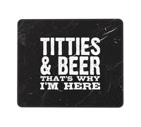 Seins Et Bière, C'est pour Ça Que Je suis Là Tapis De Souris Bords Cousus Tapis De Souris Gaming Lavable Mouse Pad pour Maison Travail Jeu 25X30Cm
