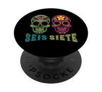 SEIS Siete 67 Dia Los Muertos Sugar Skull Six Seven Mexican PopSockets PopGrip Adhésif
