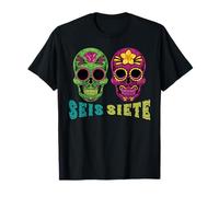 SEIS Siete 67 Dia Los Muertos Sugar Skull Six Seven Mexican T-Shirt