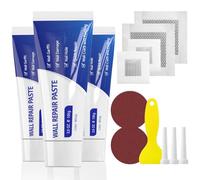 SEISSO Kit de Réparation Murale - Mastic Blanc Prêt à l'Emploi pour Trous, Fissures, Graffiti et Rayures - 3 Crèmes (100g), 4 Patchs, Outils Inclus pour Réparation Complète