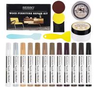 SEISSO Kit de réparation pour stratifié, mastic à bois, 12 couleurs de marqueurs pour meubles, kit de réparation pour meubles en bois pour réparer les éraflures, les fissures, les taches, les trous