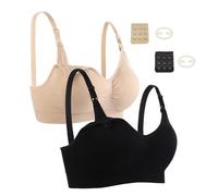 Seitop Lot de 2 Soutiens-Gorge d'allaitement pour l'allaitement, Soutien-Gorge de maternité, sans Armatures, sans Couture, pour Femme, Noir/Beige, XL