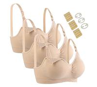 Seitop - Lot de 3 soutiens-gorge d'allaitement sans couture pour femme, beige, Taille M