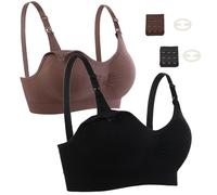 Seitop Soutien-Gorge d'allaitement pour Allaitement, Soutien-Gorge de maternité, sans Armatures, sans Couture, pour Femme, Noir/Marron foncé, XX-Large