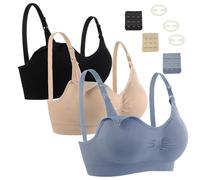 Seitop Soutien-gorge d'allaitement pour allaitement, soutien-gorge de maternité, sans armatures, sans couture, pour femme, Noir/beige/bleu, XX-Large