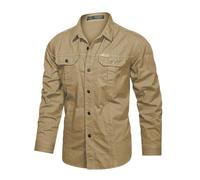 seiveini Chemise Homme Manches Longues Outdoor Chemises Safari d'extérieur pour Randonnée, Pêche, Trekking, Tactique A Kaki XXL