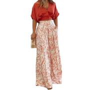 seiveini Deux Pièces D'été Femme Sexy à Manches Courtes Haut + Pantalon Large Taille Haute Ensemble de Fête Set Ourfit 2 Pieces Survêtement Complet Pas Cher D Rouge XL