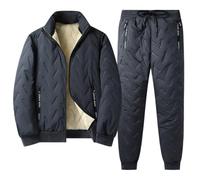 seiveini Ensemble Jogging Homme Doublé en Peluche Chaud Ensemble Jogging Homme Veste à Zippé et Pantalon de Survêtement Ensembles d'hiver Épais Sherpa Doublé A Gris L