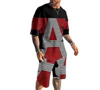 seiveini Jogging Survêtement Homme 2 pièces Été à Manches Courtes 3D Imprimée Pas Cher T-Shirt Sport Corti Ensembles de Pantalons Et Chemises Élastique Pas Cher Casual J13 M