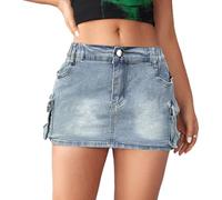 seiveini Jupe Crayon Courte en Jeans Femme Mini Jupes Denim Déchiré Sexy Taille Haute Jupe-Moulante en Jeans Rétro Décontracté C Bleu Clair S