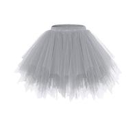 seiveini Jupe en Tulle Courte Femme Tutu Style Rétro Jupon Ballet Danse Classique élastique Tutu Petticoat Jupe Steampunk pour Deguisement Disco Party Costumes Halloween A Gris Foncé XXL