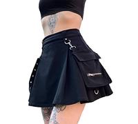 seiveini Jupe Femme Steampunk Jupe Rockabilly E-Girl Jupe Plissée Harajuku Gothique Taille Haute Mini Jupes Punk Foncé Academia Esthétique Jupe Trapèze Y2K Streetwear A8 M