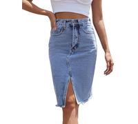 seiveini Jupe Jean Femme Élégant Court Jupes Crayon en Jeans Moulante Denim Skirts Rétro A Bleu S
