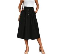 seiveini Jupe Longue Femme Ete Élegant Midi Jupes avec Poches Taille Élastique Décontracté Party Plage A Noir Taille Unique