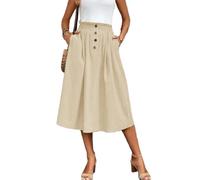 seiveini Jupe Longue Femme Ete Élegant Midi Jupes avec Poches Taille Élastique Décontracté Plage Party A Abricot Taille Unique