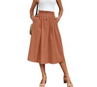 seiveini Jupe Longue Femme Ete Élegant Midi Jupes avec Poches Taille Élastique Décontracté Plage Party A Marron Taille Unique