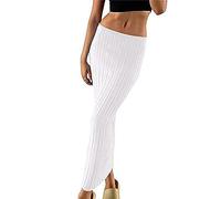 seiveini Jupe Moulante Femme Taille Haute Basique Jupe Crayon Extensible Jupe Crayon Stretch Casual Jupe en Tricot Mince Jupe Longue Elastqiue Taille Haute Couleur Unie A Blanc M