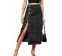 seiveini Jupes en Jeans Femme Longue Élégant Jupe Crayon Moulante Stretch Denim Skirts Printemps Été J Noir L