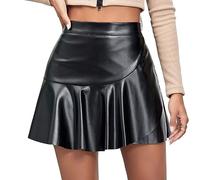 seiveini Mini Jupe en Cuir Femme Taille Haute Jupes Moulante Crayon PU Stretch Wetlook Élégante Skirts Costume de Club Fête F Noir M