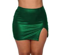 seiveini Mini Jupe en Cuir pour Femme Wetlook Jupes Moulante Mouillé Sexy Wetlook Jupe-Crayon Courte en Cuir Synthétique Mini-Jupe Ajustée A Vert M