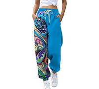 seiveini Pantalon de Sport Femmes Pantalon Taille Elastique Pantalon Imprimé Boho de Jogging Survêtement Training Pantalons Casual Hip Hop Hippie Automne et Hiver G Blau B S