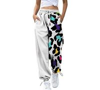 seiveini Pantalon de Sport Femmes Pantalon Taille Elastique Pantalon Imprimé Boho de Jogging Survêtement Training Pantalons Casual Hip Hop Hippie Automne et Hiver E Blanc M