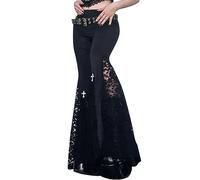 seiveini Pantalon en Dentelle Femme Y2k Baggy Pantalons Gothique Punk Jambe Large Patchwork Taille Basse Skinny Jeunes Filles Streetwear A3 L