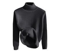 seiveini Pull col Roulé Femme Hiver Chaud Pulls Tricot en Peluche Thermique Chandails A Noir XXL