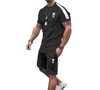 seiveini Survêtement 2 Pièces pour Homme Ensembles Jogging Été Pas Cher Grande Taille Hommes Tops et Pantalon de Sport Running Fitness Musculation Casual A 8 M